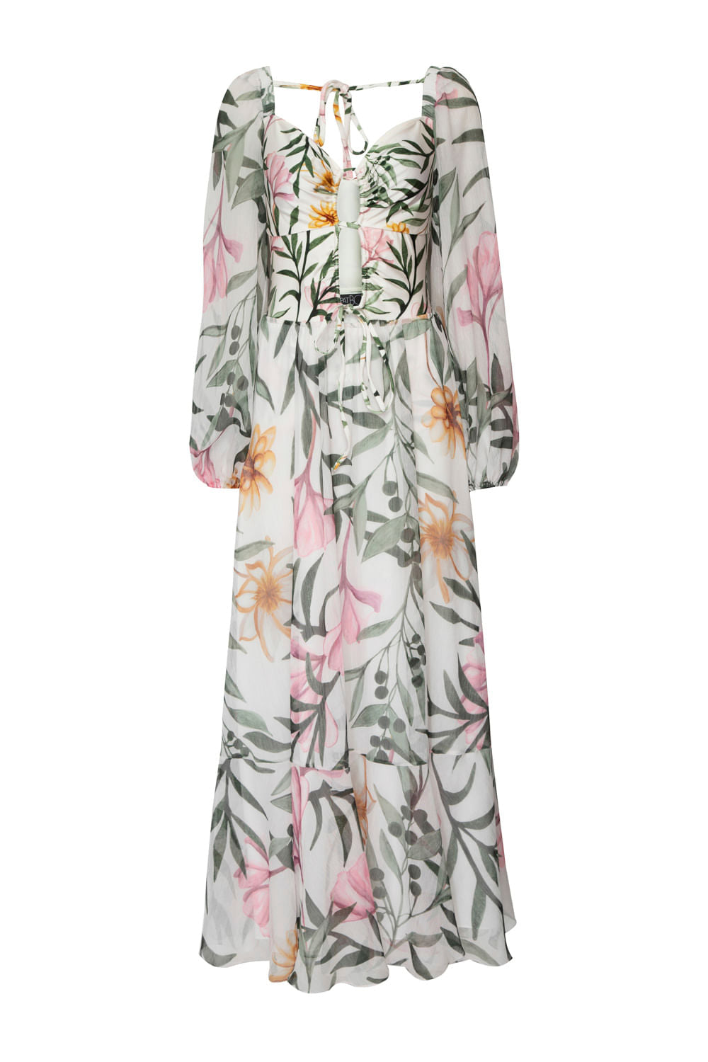 VESTIDO LONGO BUSTO FRANZIDO JASMINE OFF WHITE