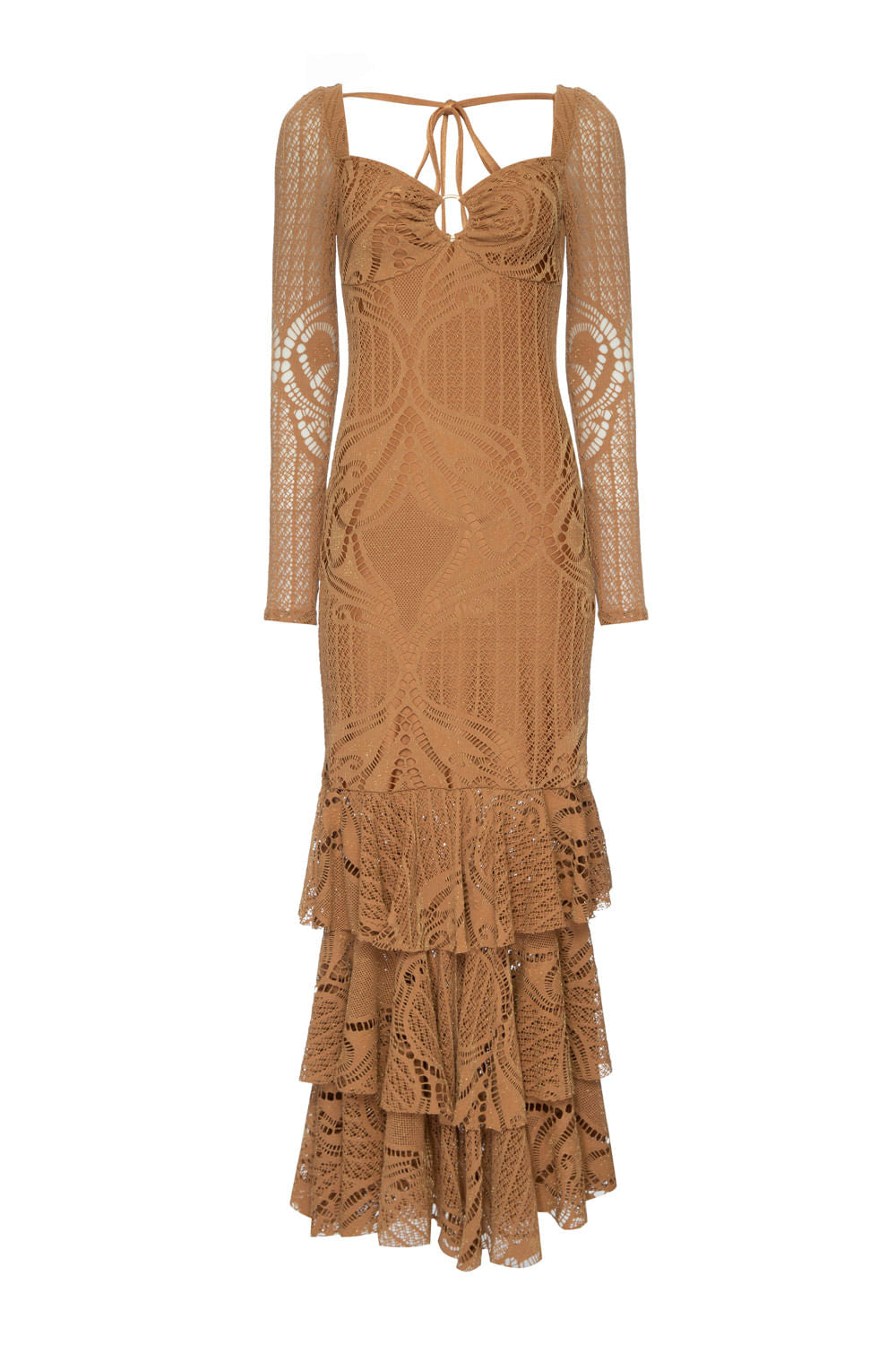 VESTIDO LONGO ARGOLA LYCRA HAZEL BEGE