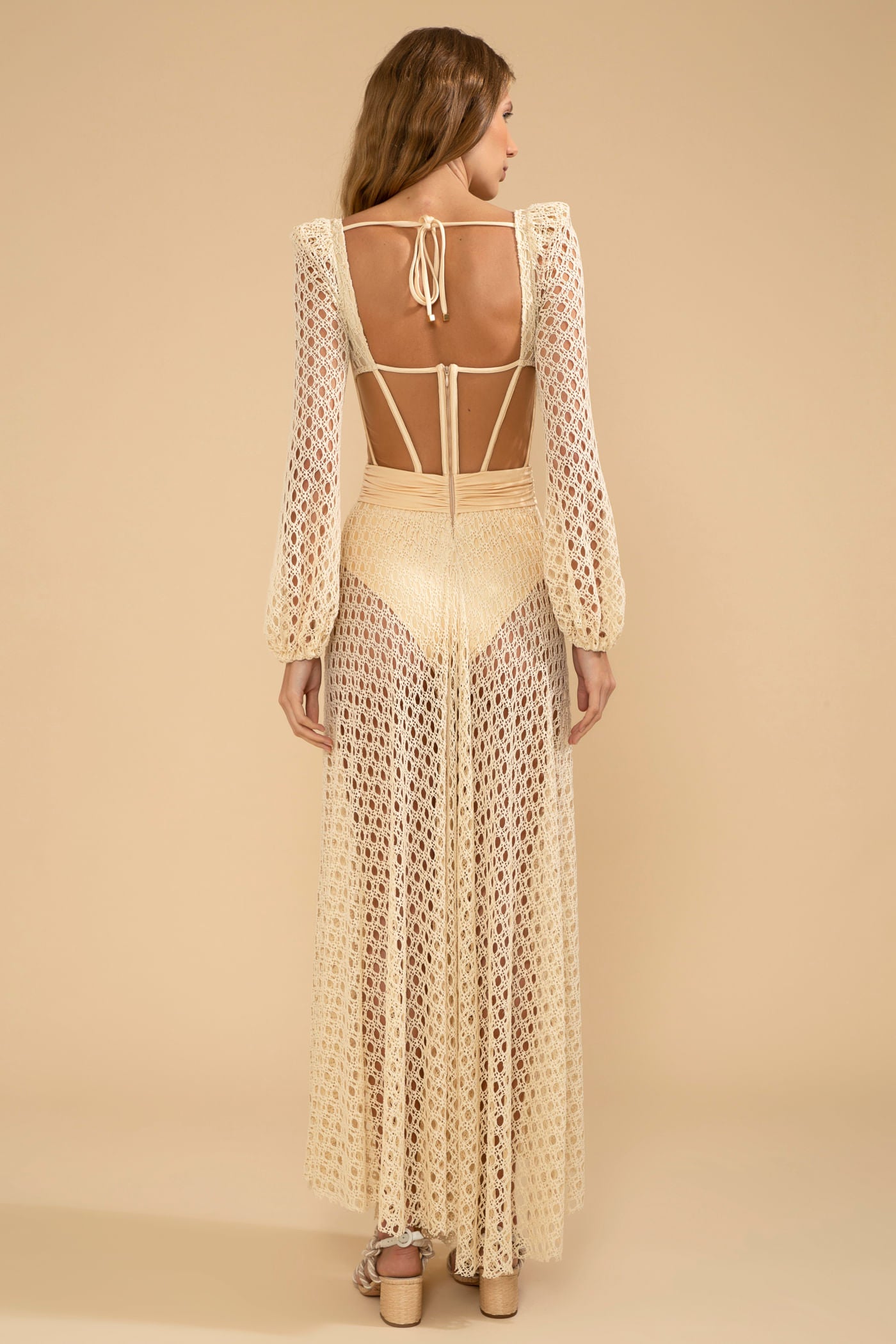 VESTIDO LONGO TIRAS LYCRA FEMME OFF WHITE