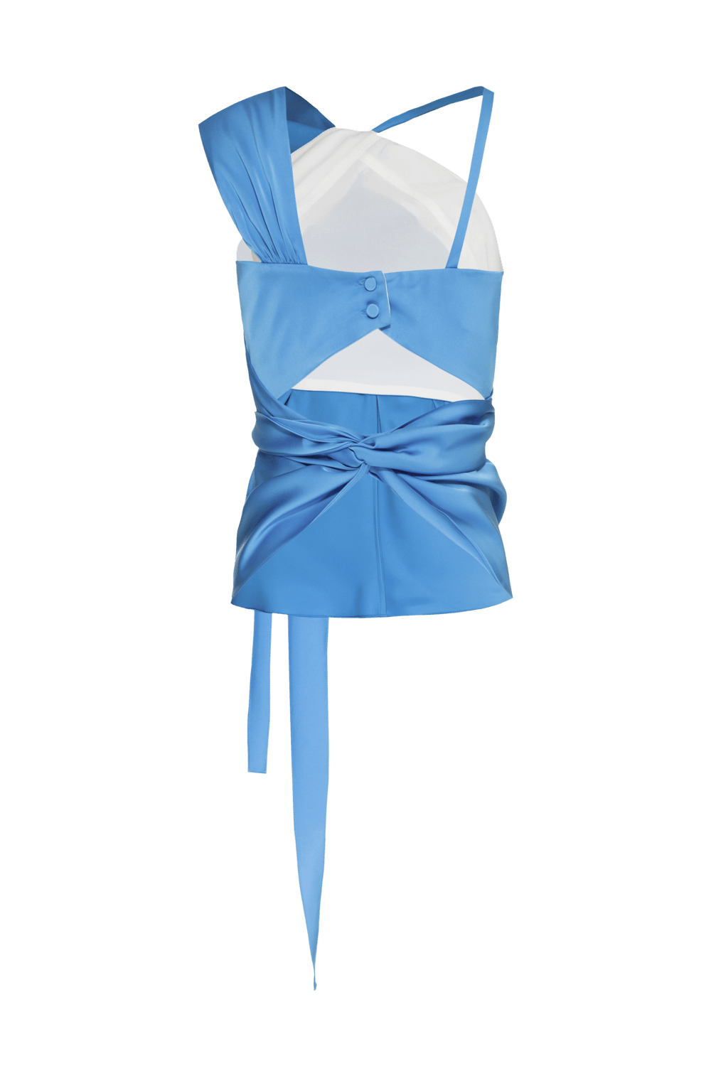 BLUSA FRENTE ÚNICA ASSIMÉTRICA CETIM MONALISA CELESTE