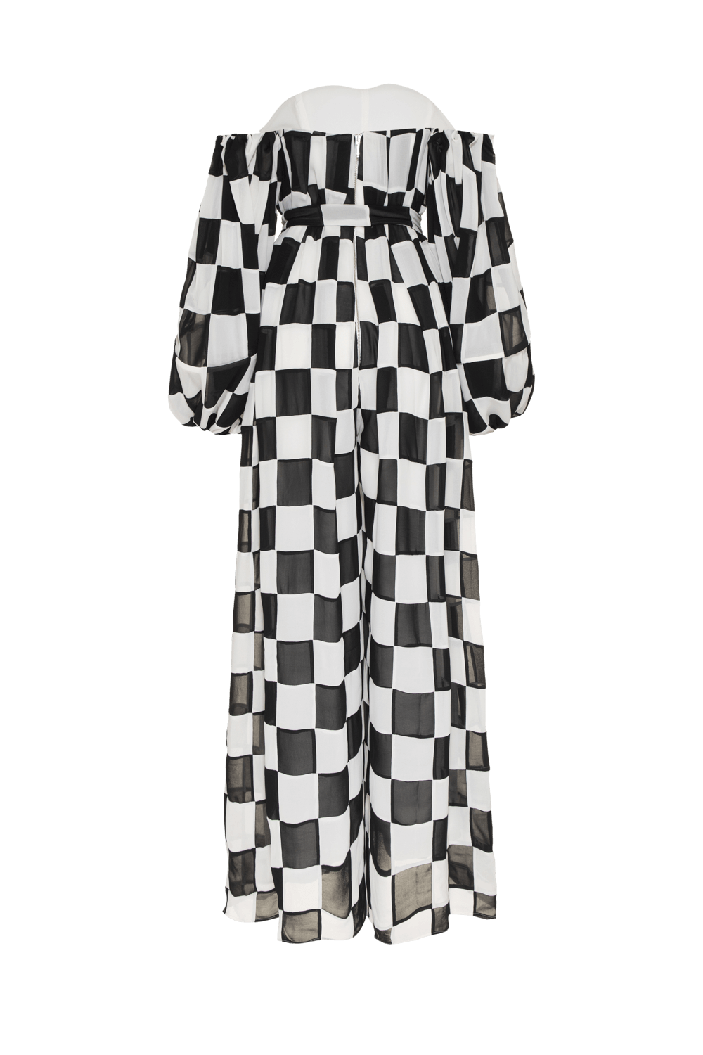 MACACÃO BICOLOR CHIFFON XADREZ