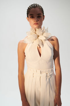 TOP CROPPED FRENTE ÚNICA LOYAL CREPE OFF WHITE