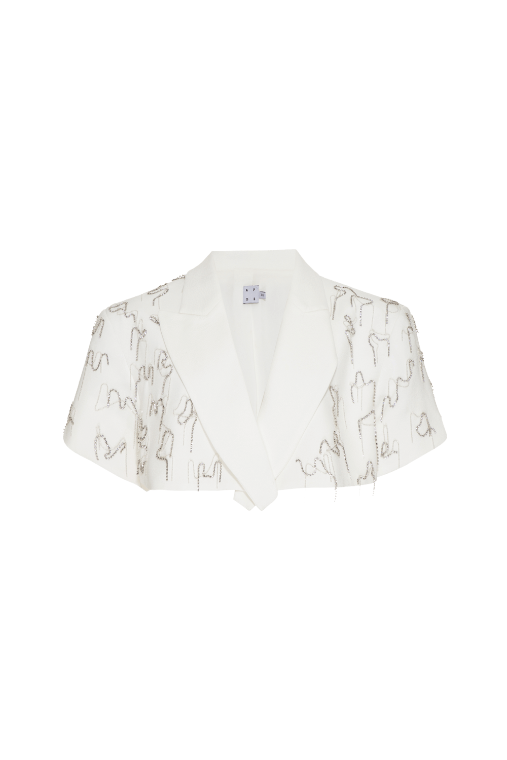Top blazer bordado nature crepe off white