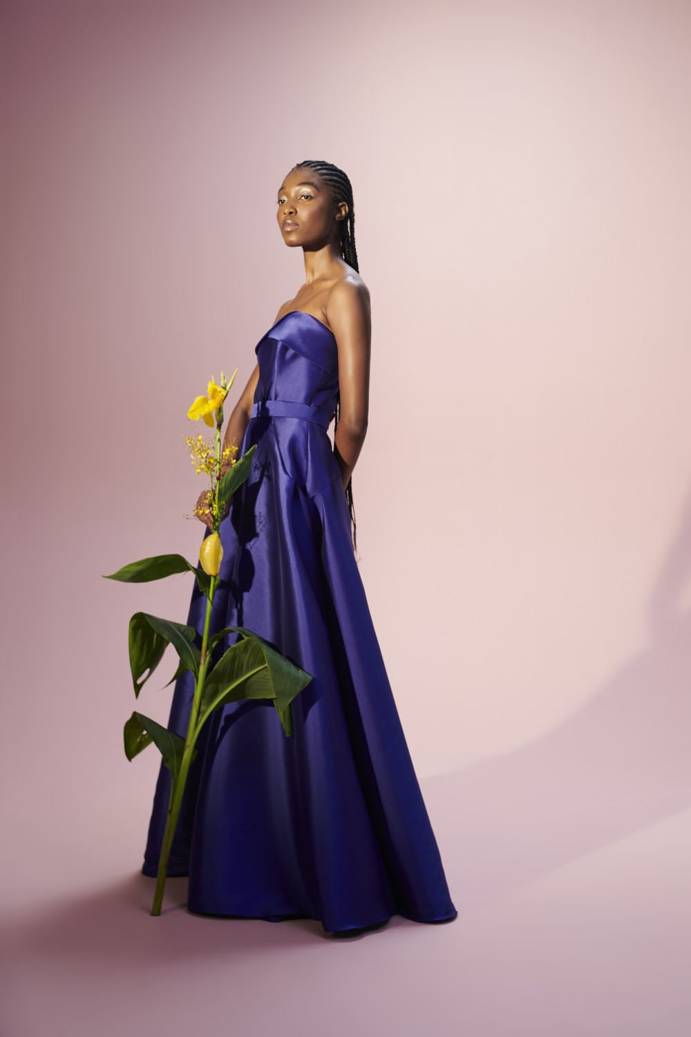 VESTIDO LONGO PREGAS ÉTOILE MIKADO AZUL