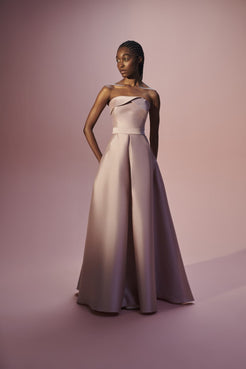 VESTIDO LONGO PREGAS ÉTOILE MIKADO ROSE
