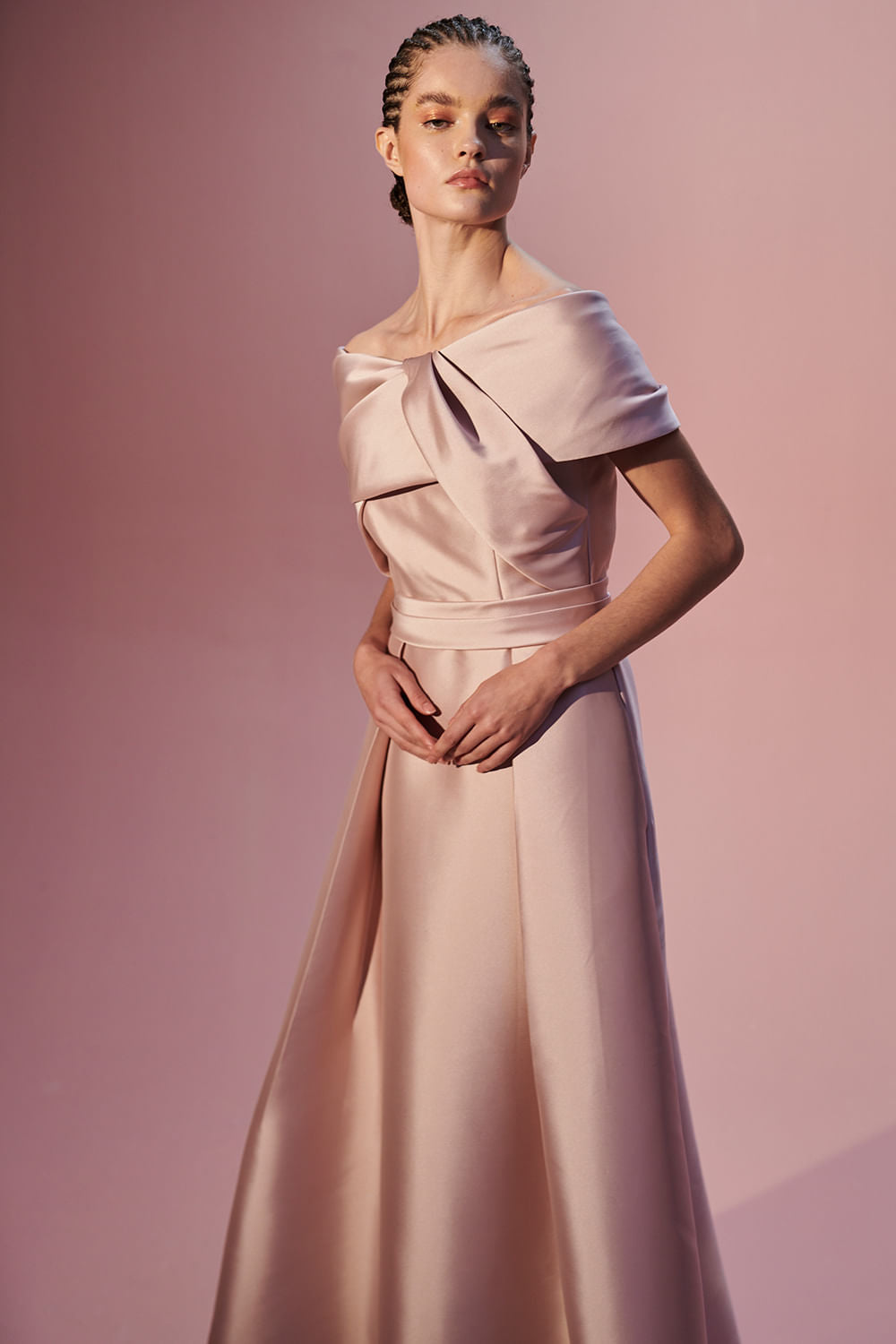 VESTIDO LONGO TORÇÃO ÉTOILE MIKADO ROSE