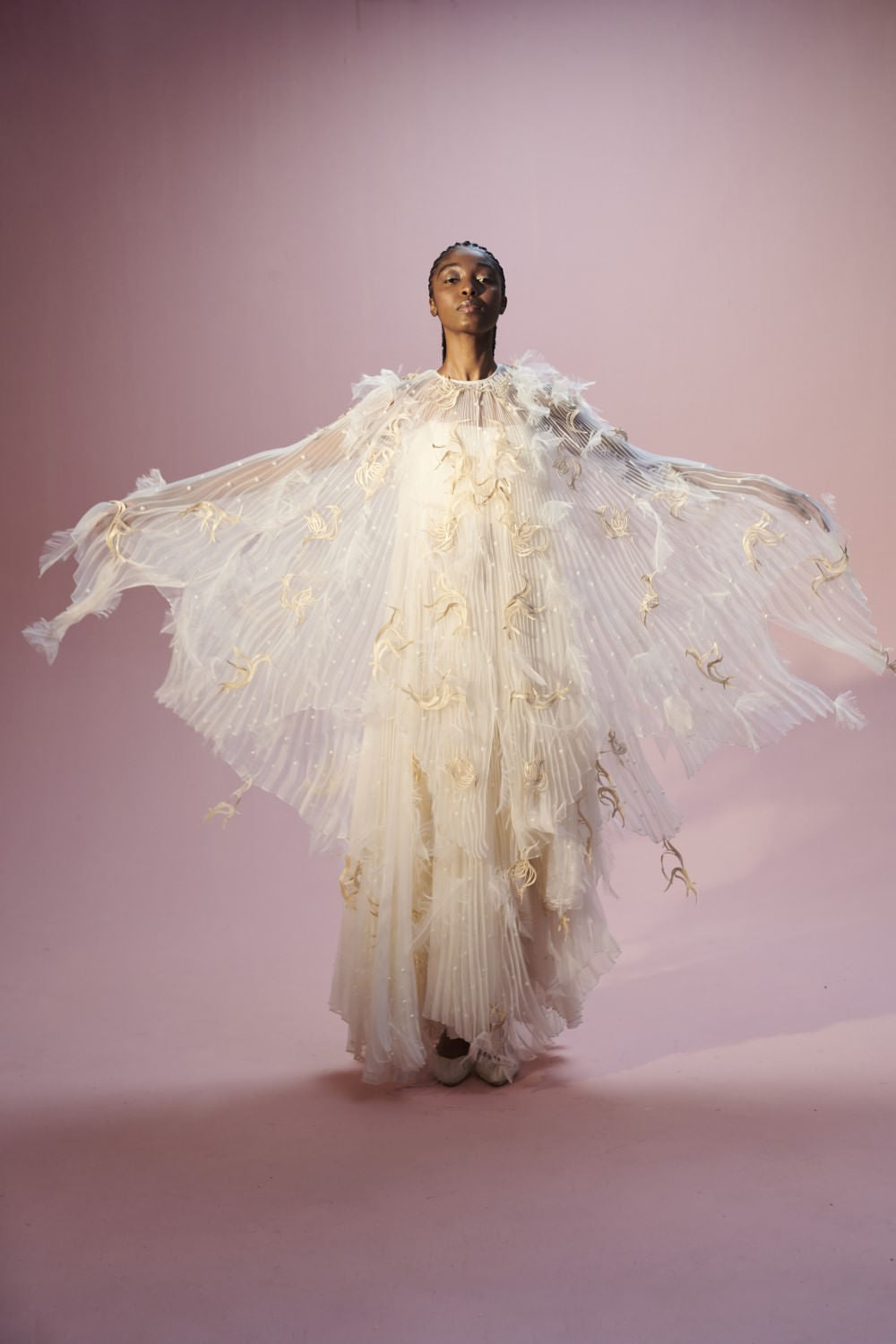 VESTIDO LONGO SEM ALÇAS PLISSADO OFF WHITE