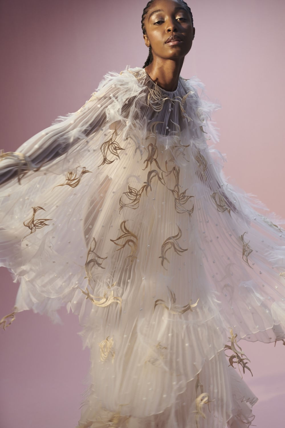 VESTIDO LONGO SEM ALÇAS PLISSADO OFF WHITE