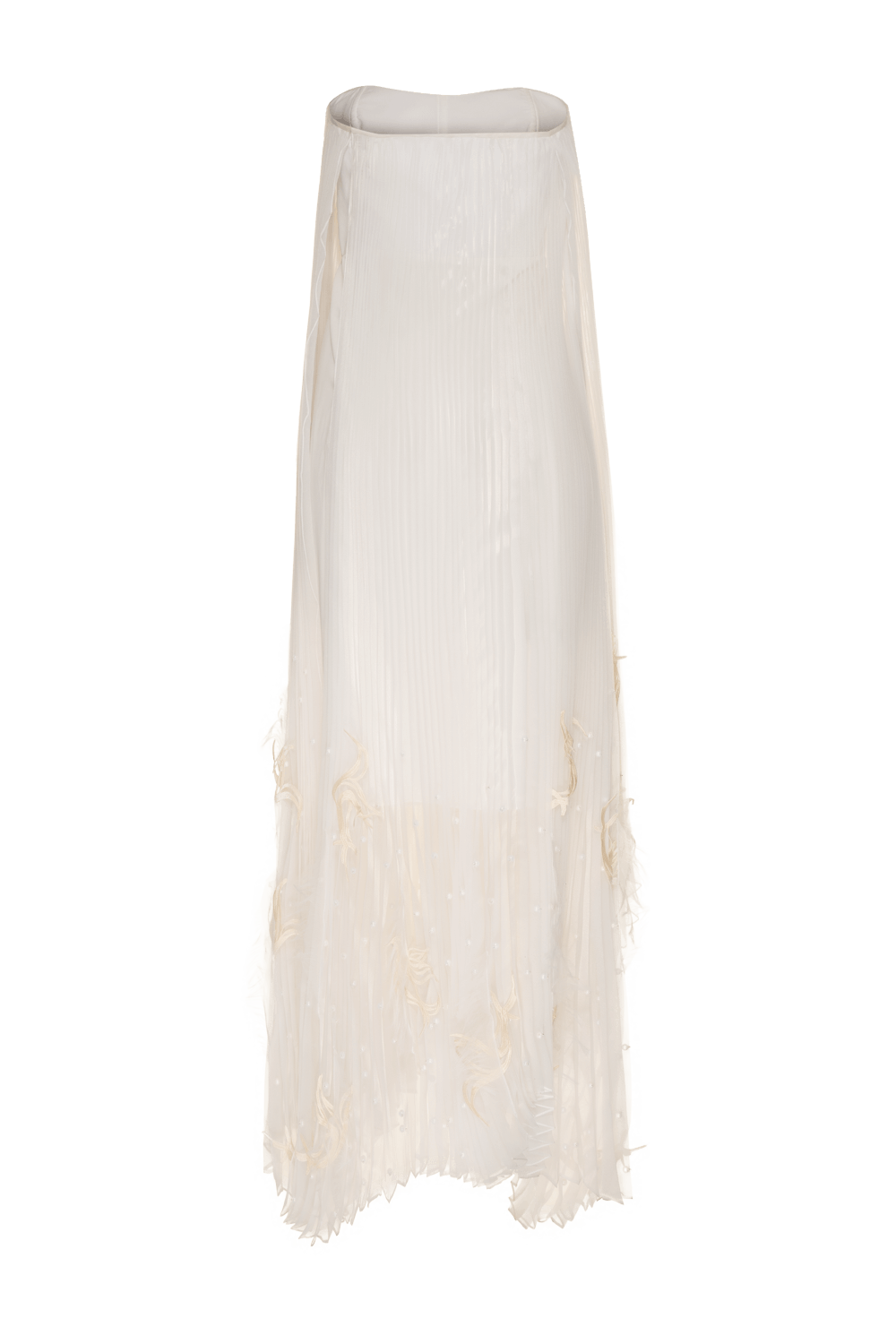 VESTIDO LONGO SEM ALÇAS PLISSADO OFF WHITE
