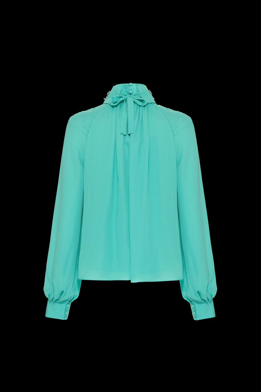 BLUSA GOLA REMOVÍVEL FRANZIDOS CREPE GRACE AZUL