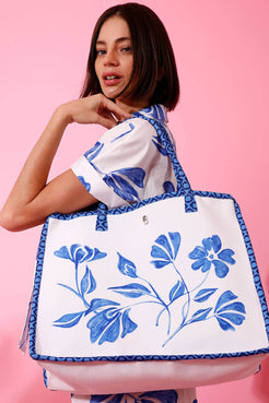 BOLSA ESTRUTURADA SUZY FLOWER OFF WHITE