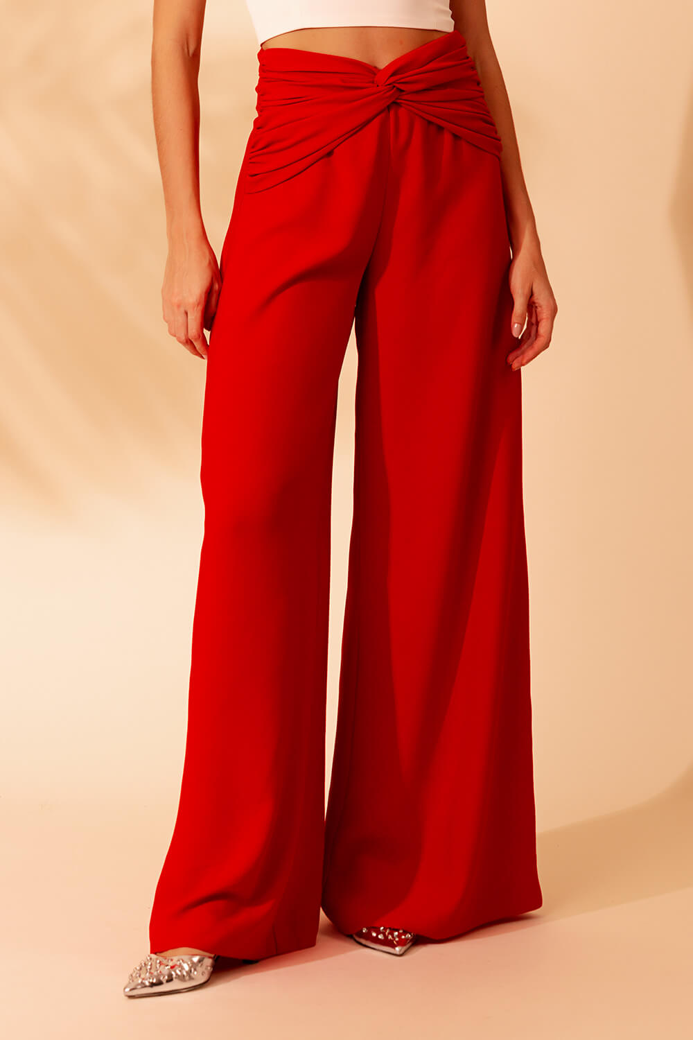 CALÇA AMPLA CREPE DESIRE VERMELHO