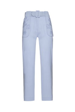 CALÇA BORDADA LINHO RICHELIEU URBAN AZUL