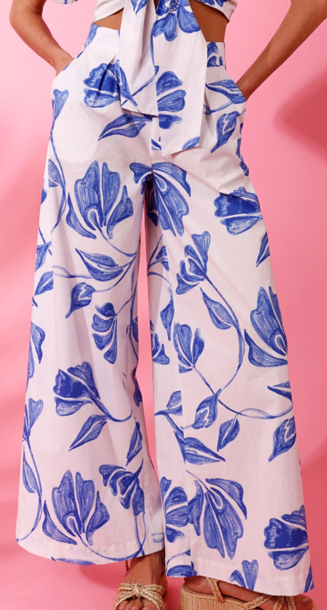 CALÇA AMPLA SUZY FLOWER OFF WHITE