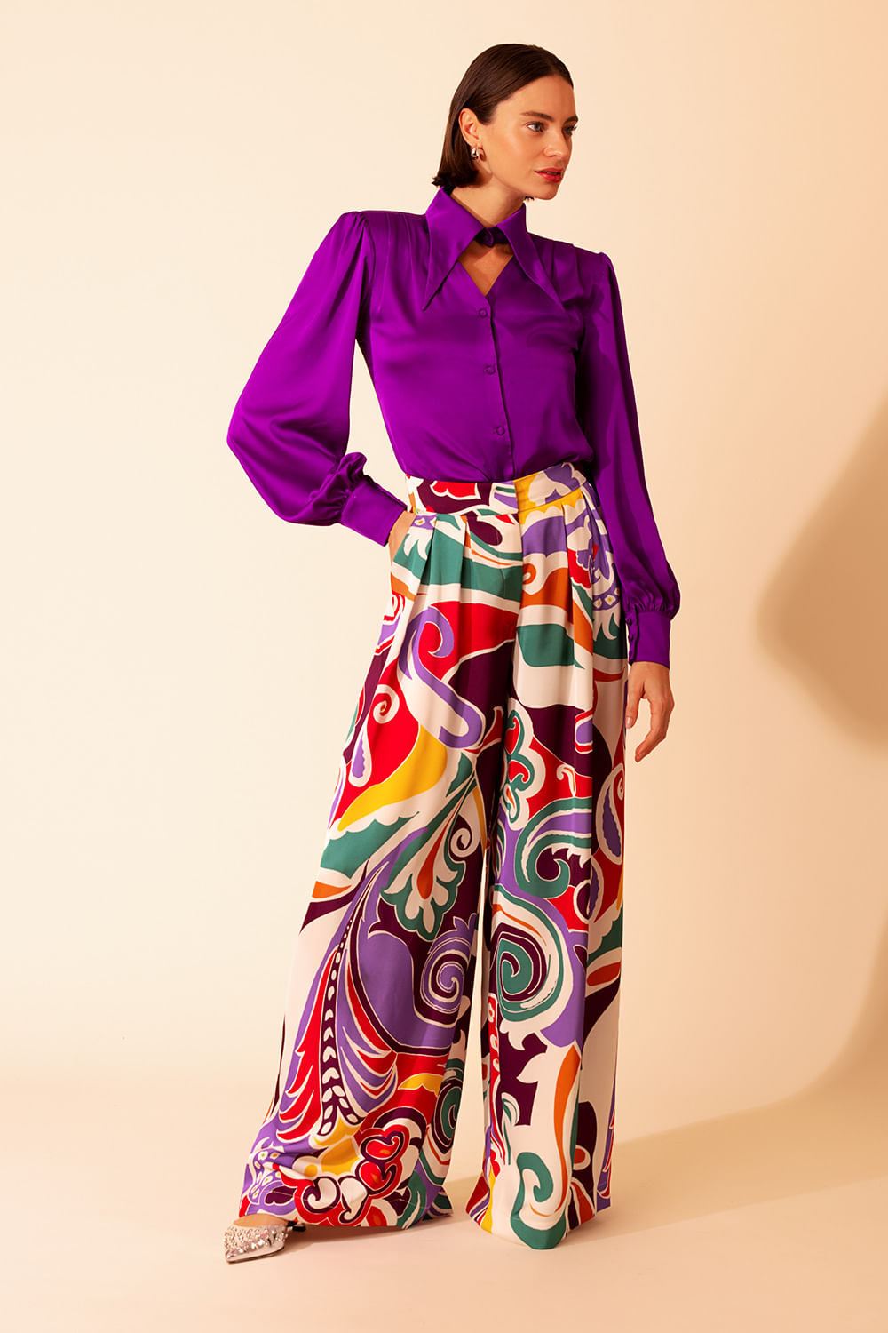 CAMISA RECORTE CETIM MIRACLE MOOD ROXO