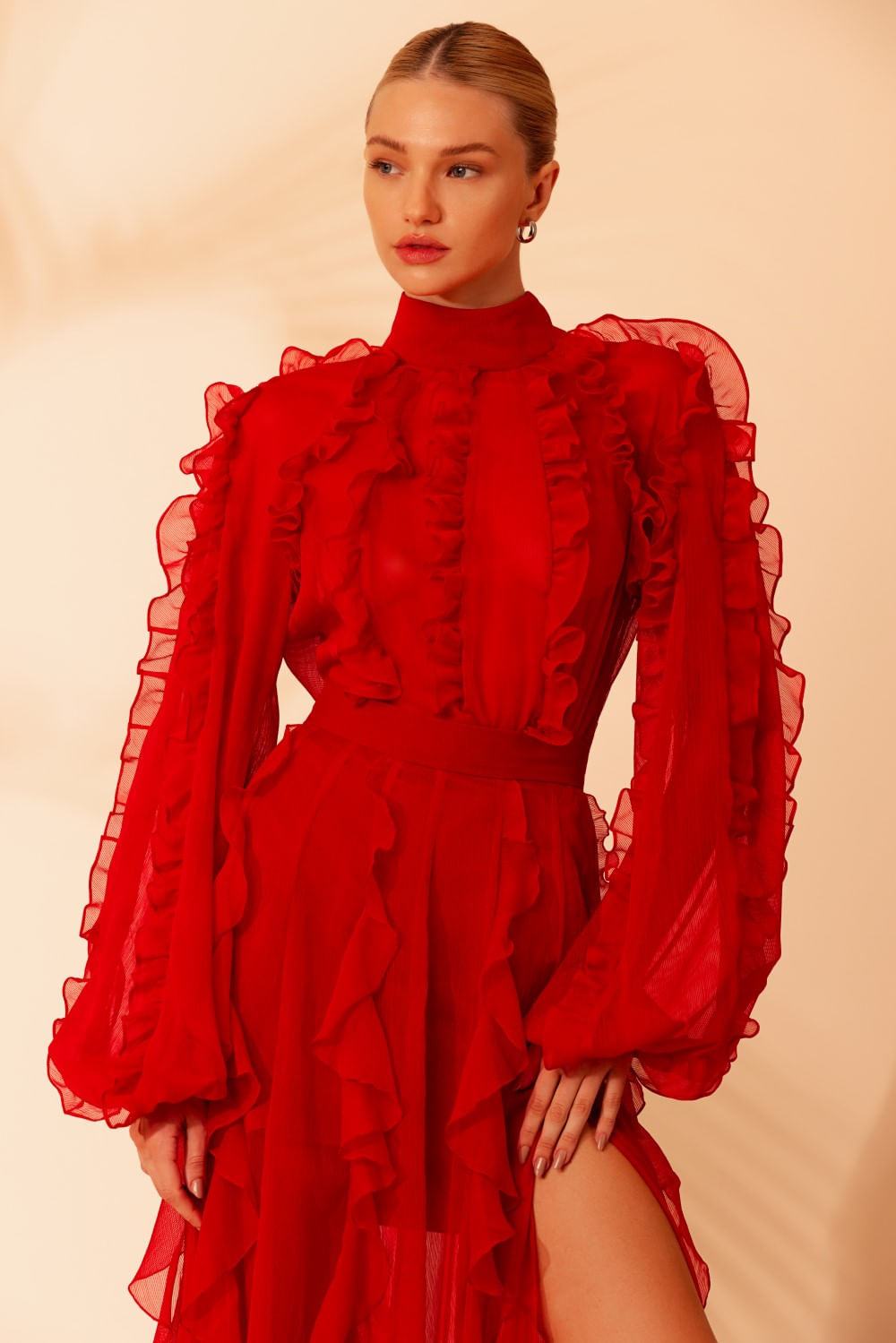 CAMISA BABADOS SILKY MODERN LIGHT VERMELHO