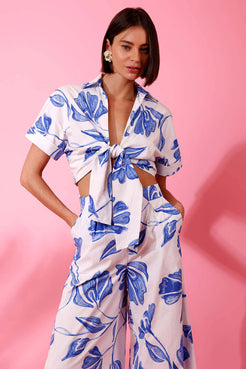 CAMISA AMARRAÇÃO SUZY FLOWER OFF WHITE