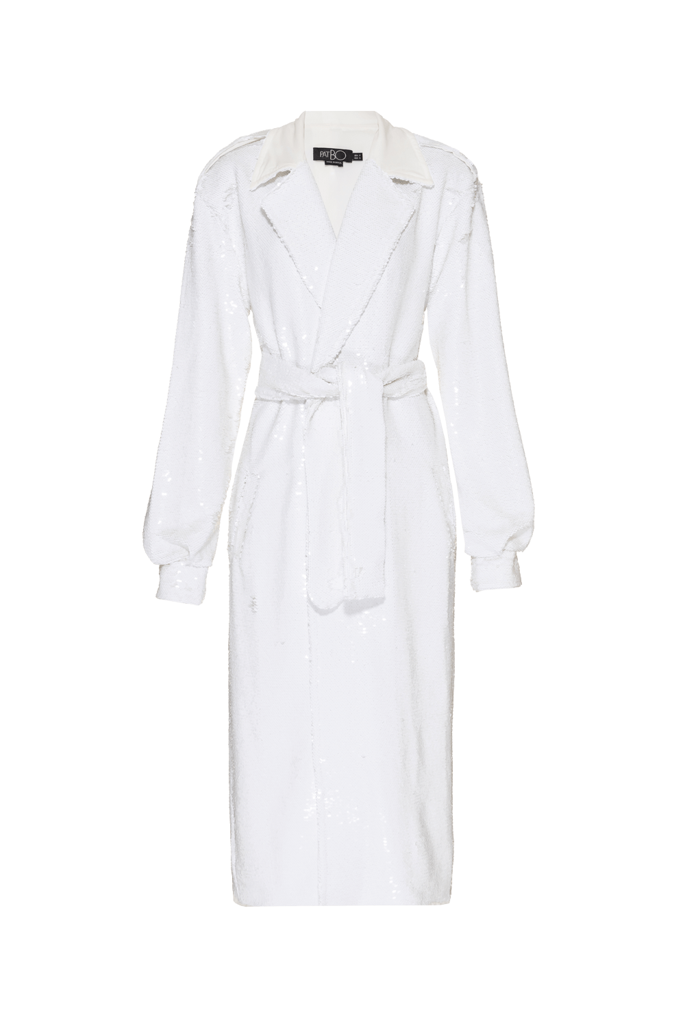 CASACO LONGO FAIXA PAETÊ VIBRANT OFF WHITE