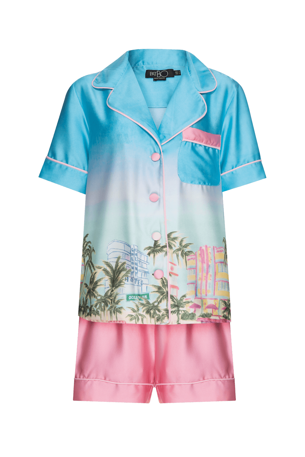 PIJAMA CURTO GOLDEN MIAMI ROSA