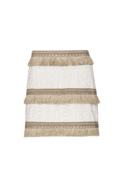 SAIA CURTA FRANJAS TELA LUREX FLASH OFF WHITE