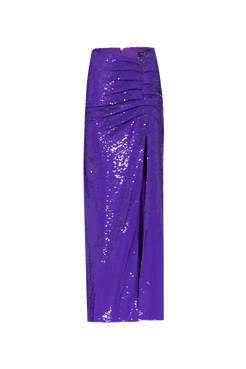 SAIA LONGA FENDA PAETÊ VIBRANT ROXO