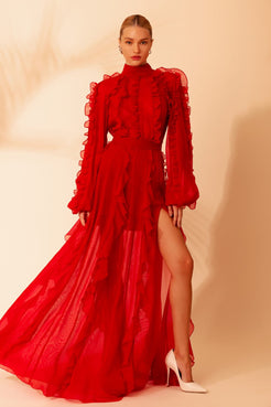 SAIA LONGA BABADOS SILKY MODERN LIGHT VERMELHO