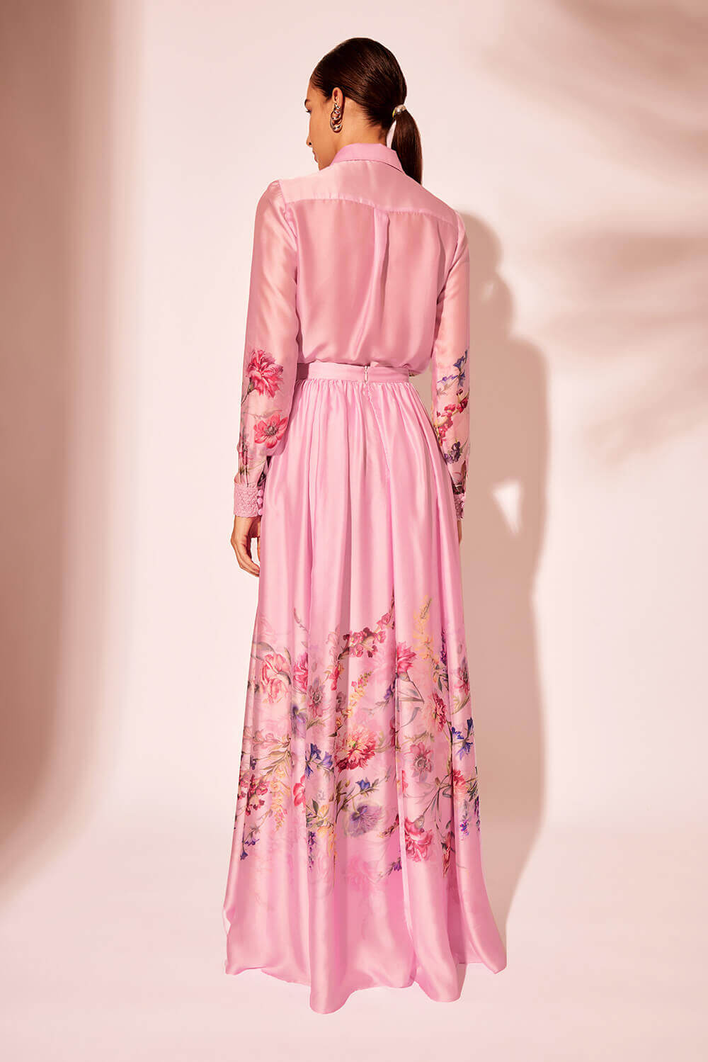 SAIA LONGA CETIM FLORAL MURAKAMI ROSA