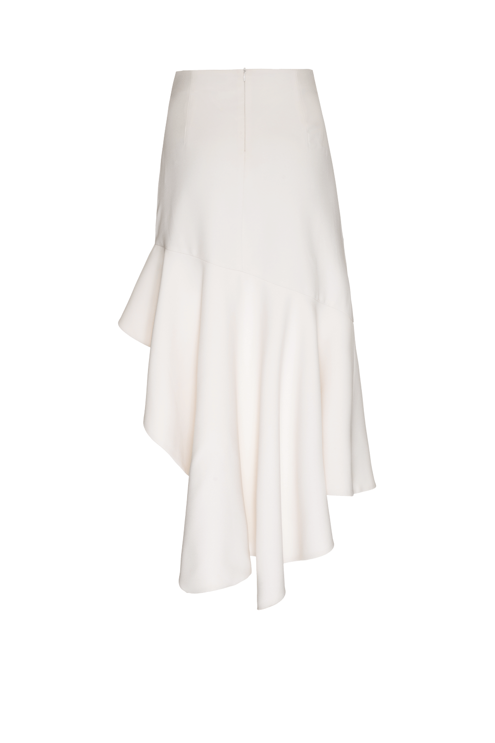 SAIA MÍDI BABADO ASSIMÉTRICO CREPE DESIRE OFF WHITE