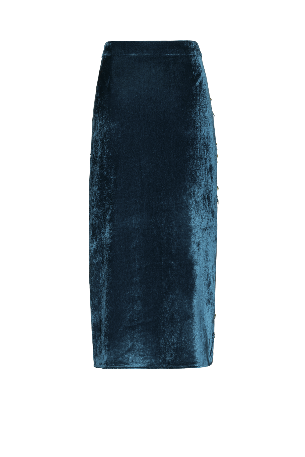 SAIA MÍDI BORDADO NEW RADIANT VELVET AZUL PETRÓLEO