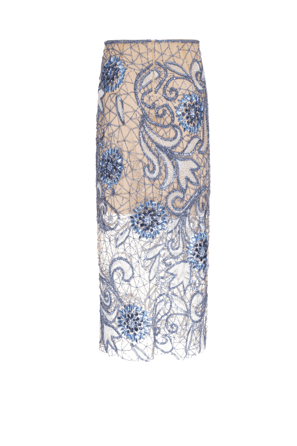 SAIA BORDADA TULE GLAM MOSS AZUL