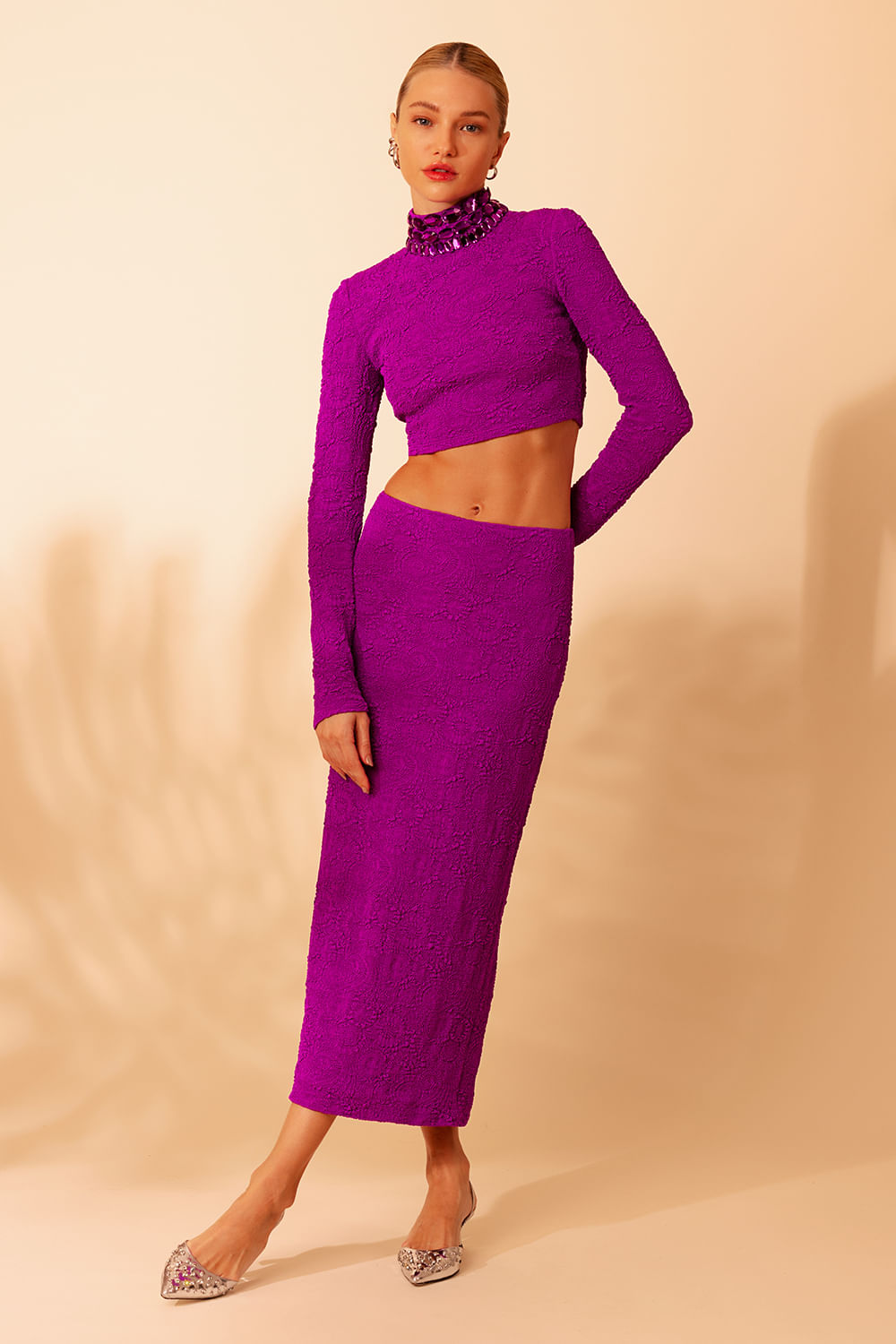 SAIA MÍDI JACQUARD NOSTALGIC MEMORIES ROXO