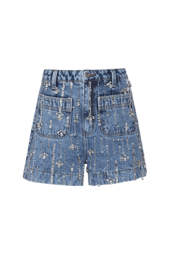 SHORT BOLSOS BORDADO ESSENTIAL DENIM AZUL