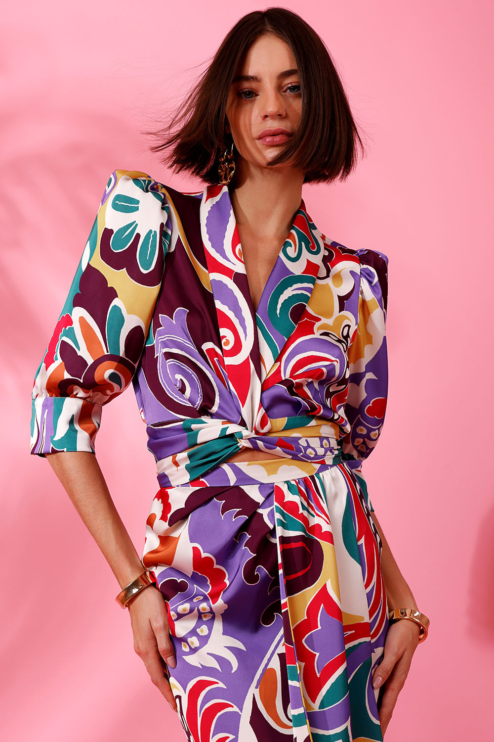 TOP CROPPED AMARRAÇÃO CETIM TOKYO MULTICOR