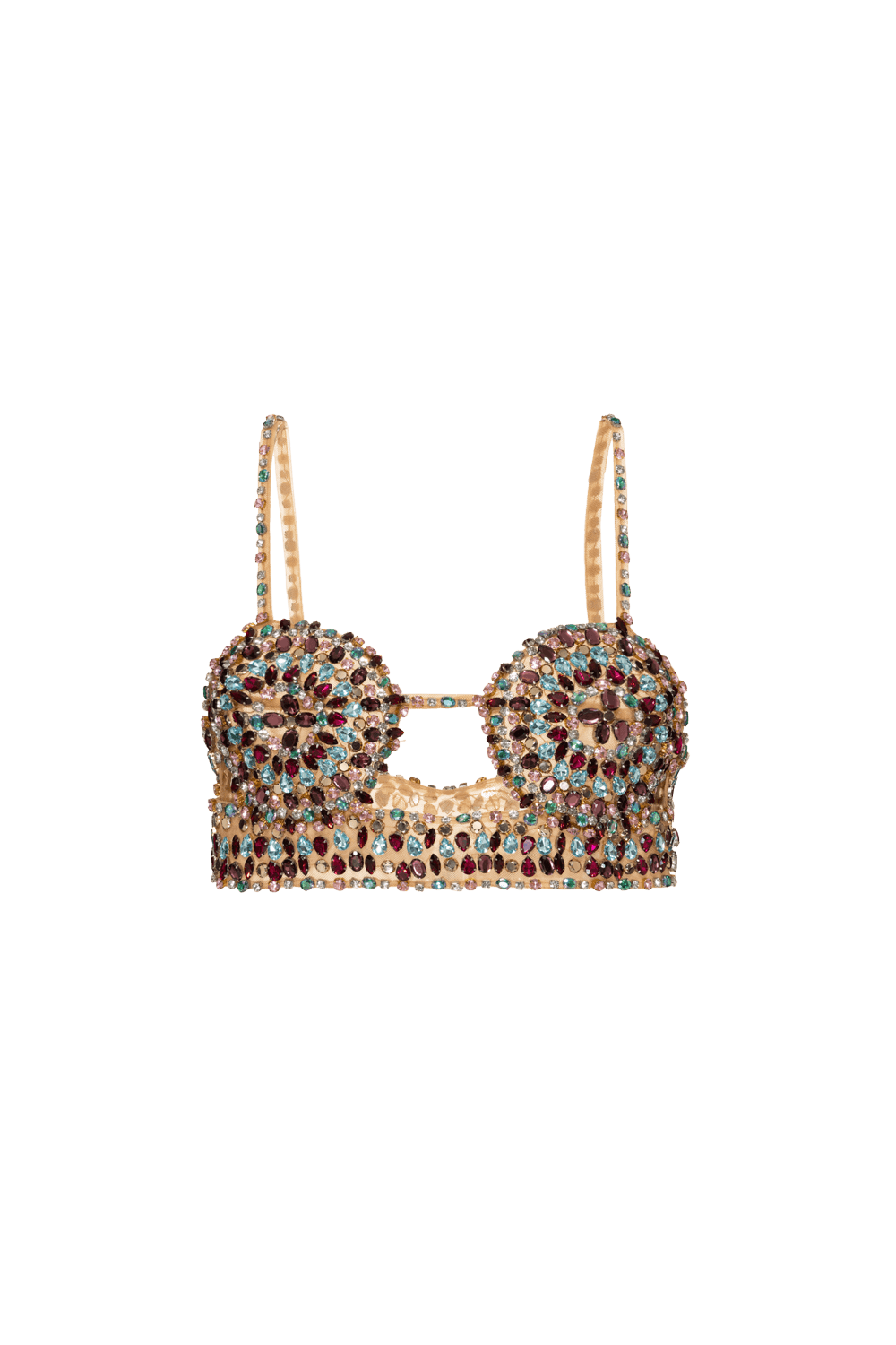 TOP CROPPED BORDADO RECORTES TULE SENSES MULTICOR