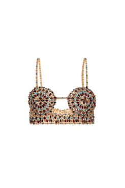 TOP CROPPED BORDADO RECORTES TULE SENSES MULTICOR