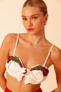 TOP CROPPED BORDADO CREPE DESIRE OFF WHITE