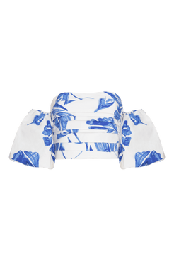 TOP CROPPED MANGAS REMOVÍVEIS SUZY FLOWER OFF WHITE