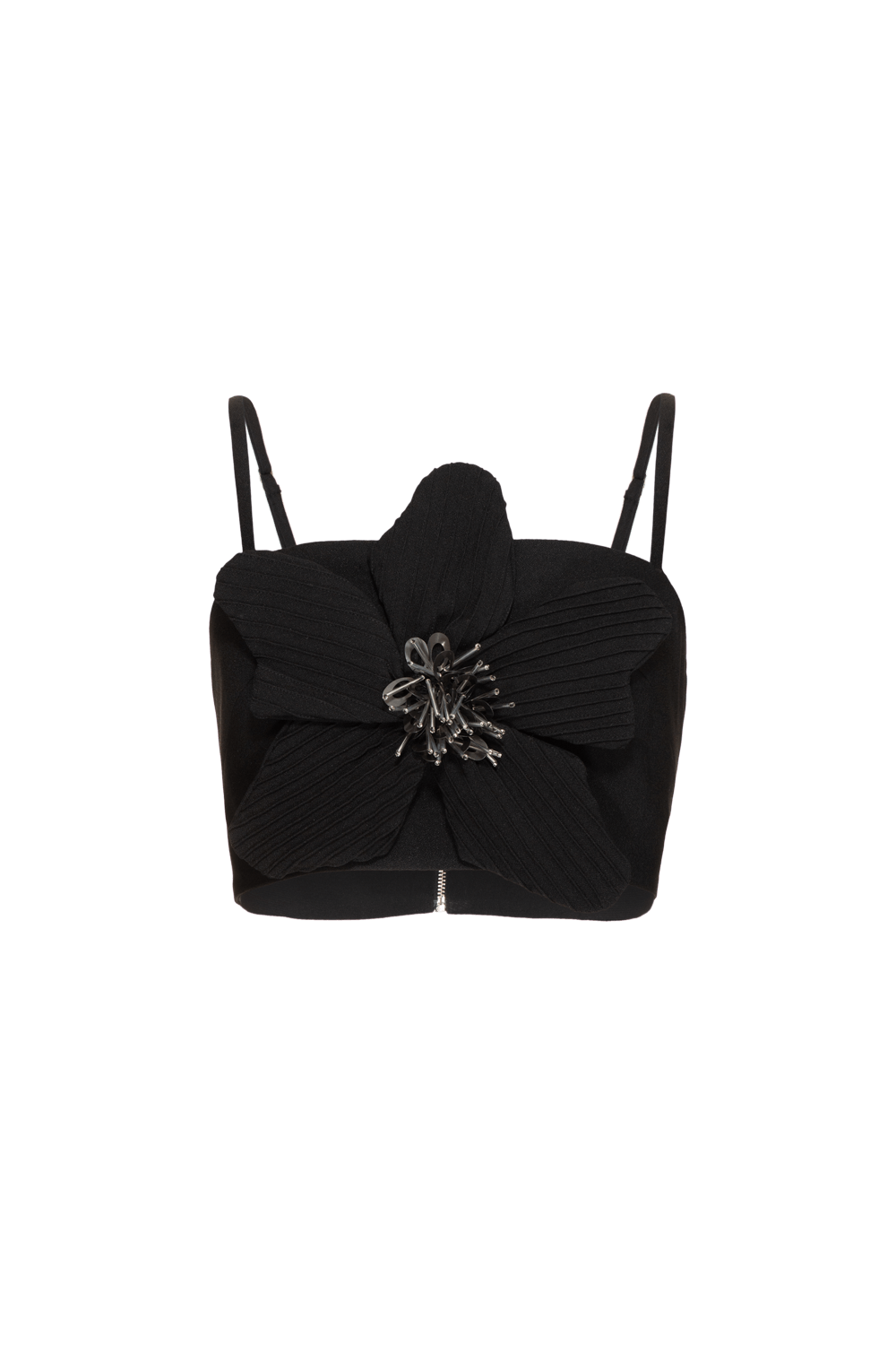 TOP CROPPED FLOWER CREPE JOYFUL PRETO