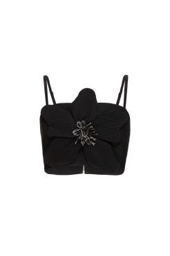 TOP CROPPED FLOWER CREPE JOYFUL PRETO
