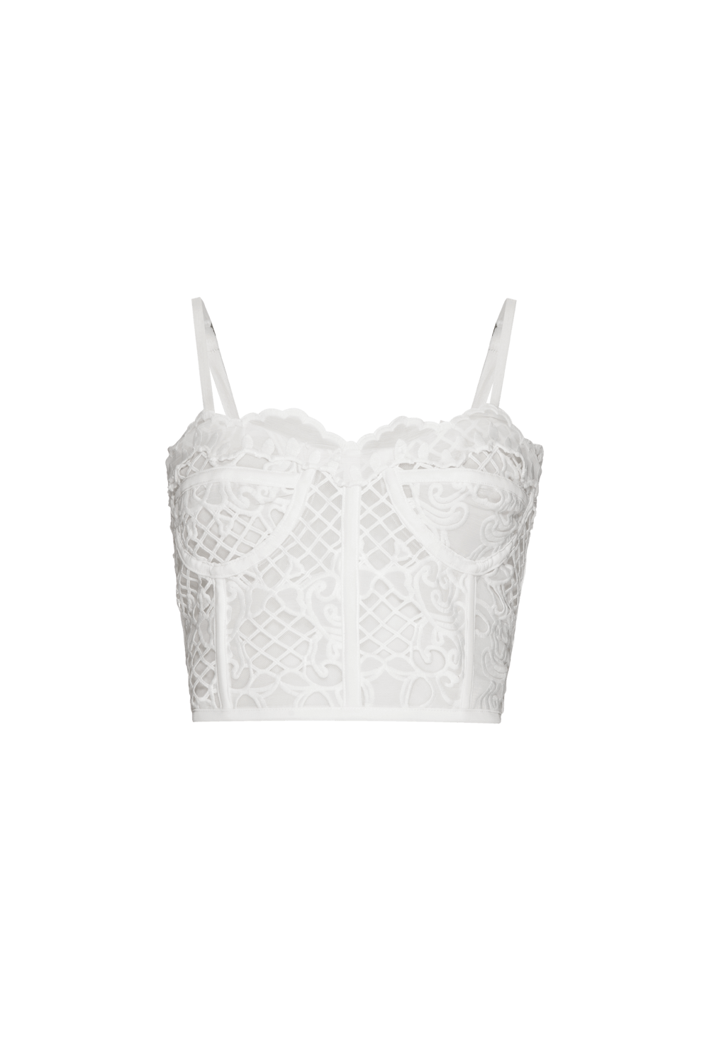 TOP CROPPED TELA RICHILIEU PEARL GLAM OFF WHITE