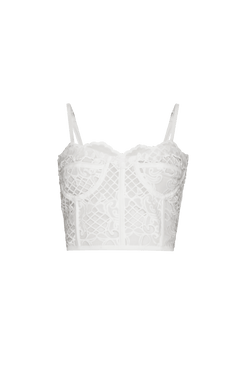 TOP CROPPED TELA RICHILIEU PEARL GLAM OFF WHITE