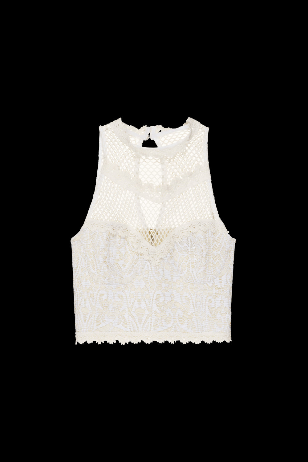 TOP FRENTE ÚNICA ENTREMEIOS TELA LUREX FLASH OFF WHITE