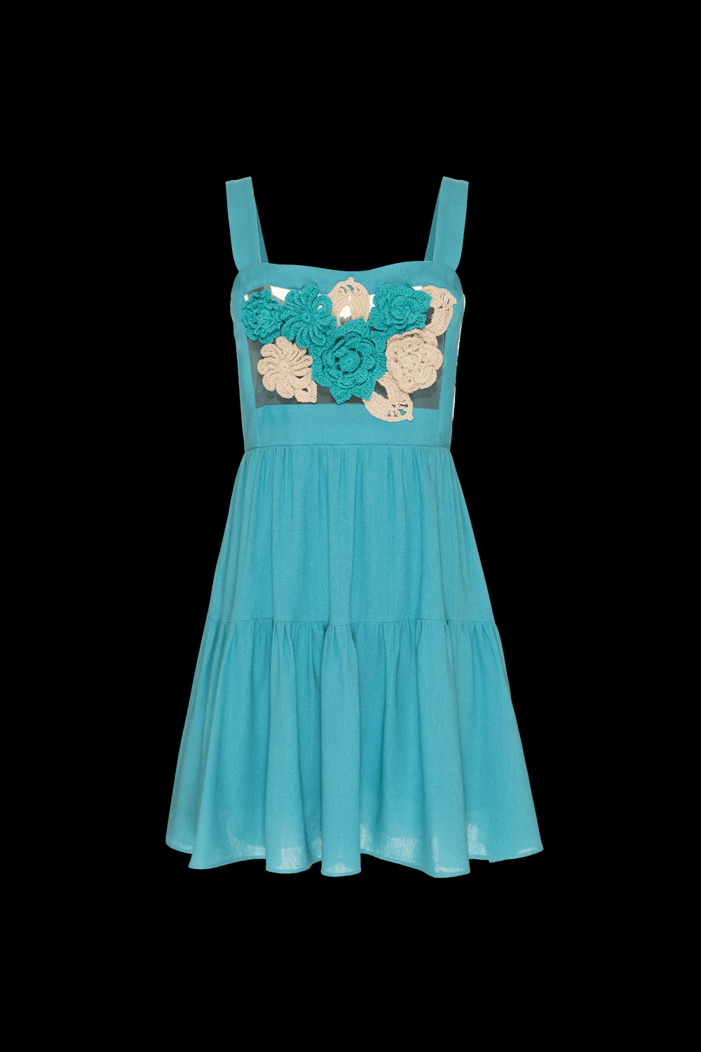 VESTIDO CURTO BORDADO LINHO JOY VERDE