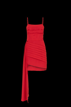VESTIDO CURTO FAIXA CETIM OLD GLAM VERMELHO