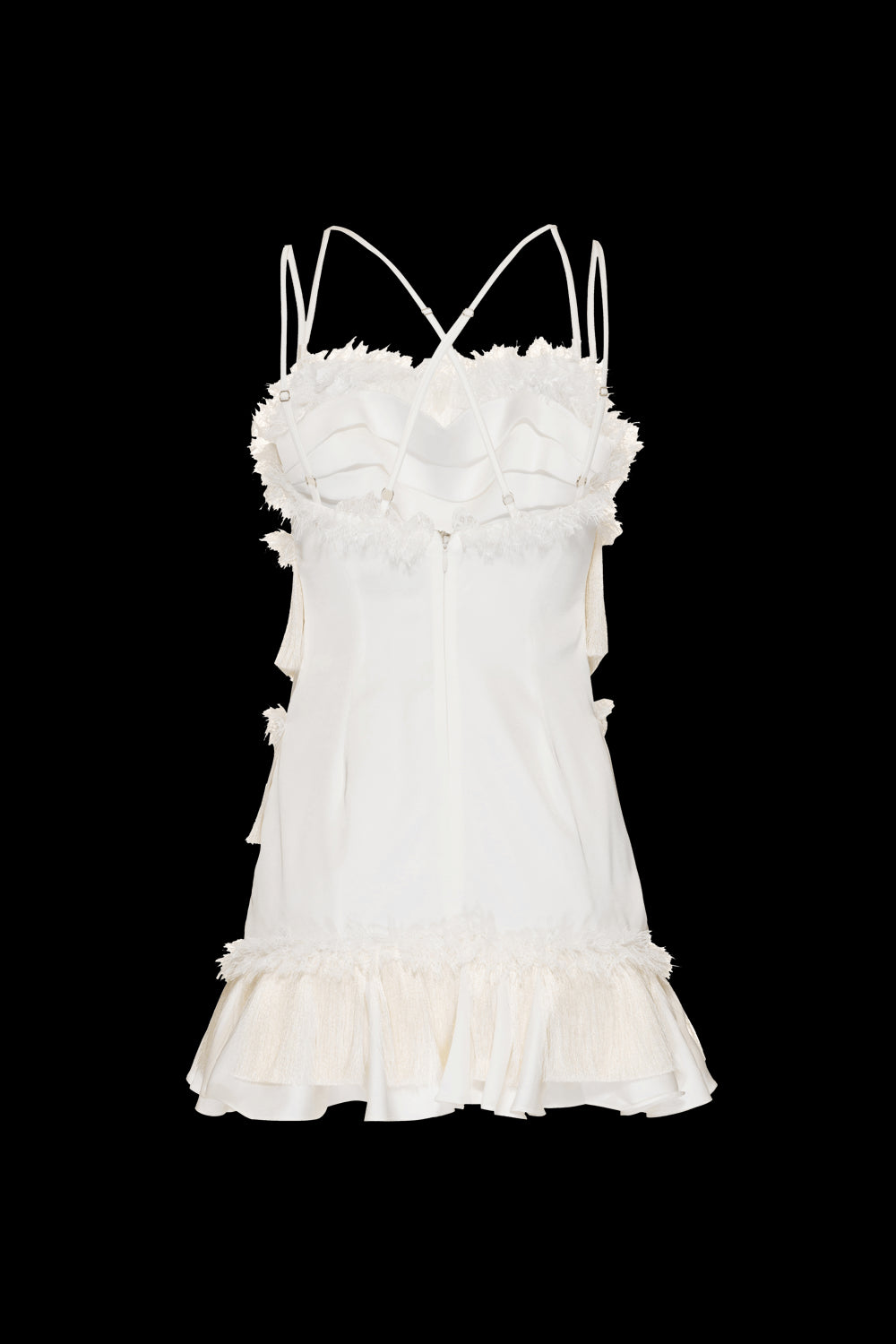 VESTIDO CURTO FRANJAS CETIM OLD GLAM OFF WHITE