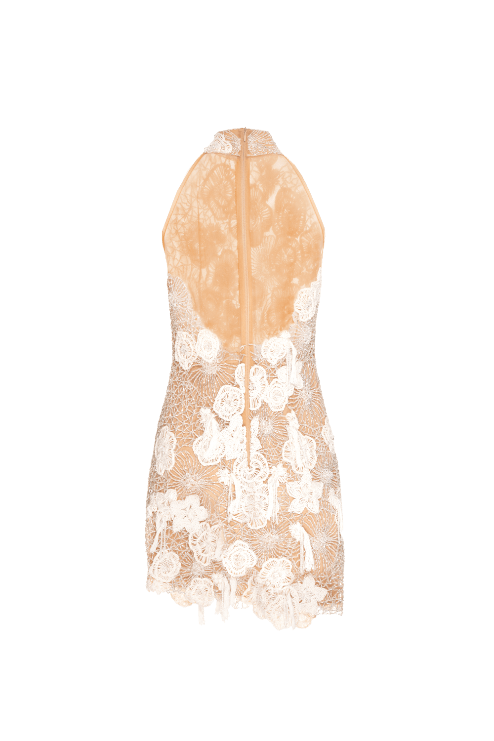 VESTIDO CURTO BORDADO TULE GLAM MOSS OFF WHITE