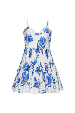 VESTIDO CURTO BABADOS SUZY FLOWER OFF WHITE