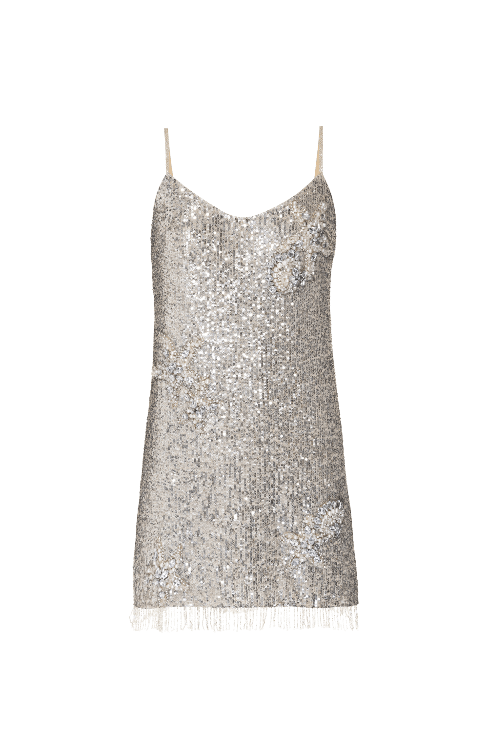 VESTIDO CURTO BORDADO PAETÊ GOLDEN STAR PRATA