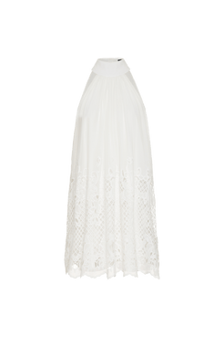 VESTIDO CURTO FRENTE ÚNICA CHIFFON PEARL GLAM OFF WHITE