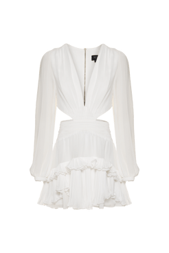 VESTIDO CURTO BABADOS SILKY SERENITY OFF WHITE